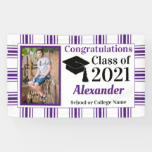 紫の白い格子縞の学校のカラー卒業