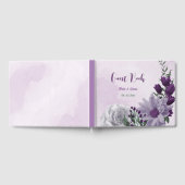 紫の白い花の結婚緑 ゲストブック (全面)