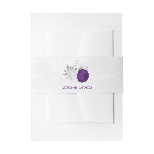 紫の白い花の銀色の植物結婚の 招待状ベリーバンド (正面例)