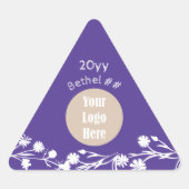 紫の白い花ジョブの娘パーティーの好意 三角形シール (正面)