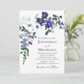 紫の白い蘭のフローラ結婚の 招待状 (スタンド正面)