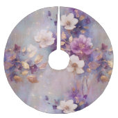 紫の白い金ゴールドの花 ブラッシュドポリエステルツリースカート (正面)
