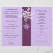 紫の白い雪片の冬の結婚式プログラム (裏面)