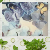 紫の白い黄色の蘭のフローラ キッチンタオル (折り畳み)