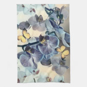 紫の白い黄色の蘭のフローラ キッチンタオル (縦)