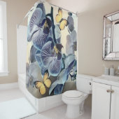 紫の白い黄色の蘭のフローラ シャワーカーテン (インサイチュ)