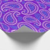 紫の白とターコイズヴィンテージペイズリー2パターン ラッピングペーパー (角)