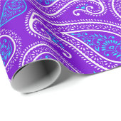 紫の白とターコイズヴィンテージペイズリー2パターン ラッピングペーパー (ロールコーナー)