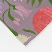 紫の白とピンクの花 フリースブランケット (角)