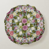 紫の白とピンクの花 ラウンドクッション (裏面)