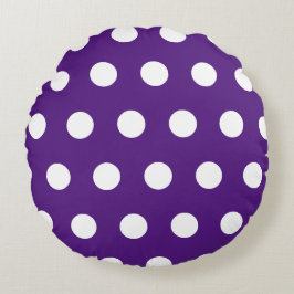 紫の白のジオメトリ水玉模様 ラウンドクッション
