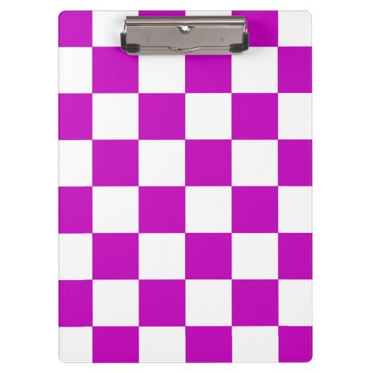 紫の白のチェッ市松模様にクパターン クリップボード (正面)