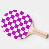 紫の白のチェッ市松模様にクパターン 卓球ラケット (横)