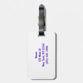 紫の白のパターン ラゲッジタグ (裏面縦)