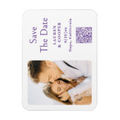 紫の白の日付を保存スタイリッシュモダン結婚する マグネット (縦)