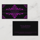 紫の白グリッターダマスクカスタムの名刺 名刺 (正面/裏面)