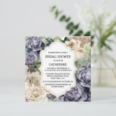 紫の白バラの花のエレガントヴィンテージ 招待状 (スタンド正面)