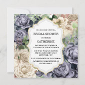 紫の白バラの花のエレガントヴィンテージ 招待状 (正面)