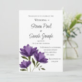 紫の白フローラモダン植物最小主義者 招待状 (スタンド正面)