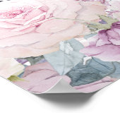 紫の白フローラ14台結婚の座席表 ポスター (角)