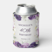 紫の白フローラ40歳の誕生日 缶クーラー (缶正面)