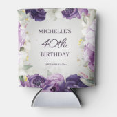 紫の白フローラ40歳の誕生日 缶クーラー (正面)