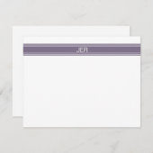 紫の白モノグラムパーソナライズされた名イニシャル ノートカード (正面/裏面)