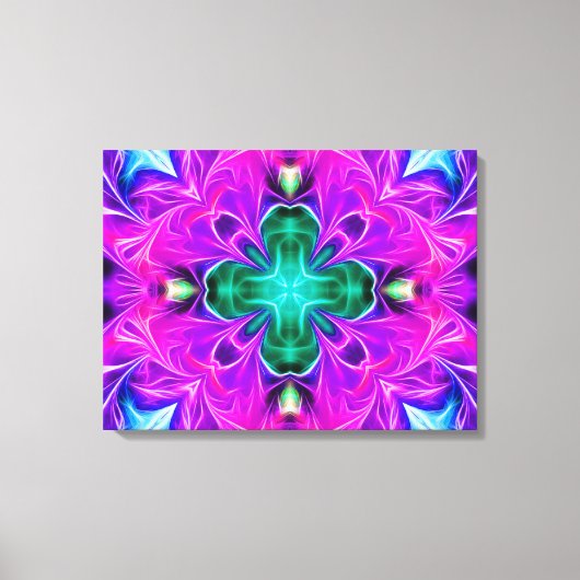 紫の白熱［赤熱］光を放つ抽象芸術 キャンバスプリント (正面)