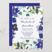 紫の白素朴フローラクリスチ結婚ーズ 招待状 (正面/裏面)