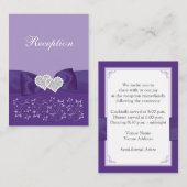紫の白色フローラ披露宴エンクロージャカード エンクロージャーカード (正面/裏面)