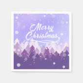 紫の白雪平和な森メリークリスマス スタンダードカクテルナプキン (正面)