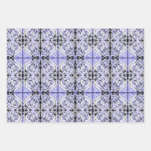 紫の白黒カーリー抽象芸術の繰り返しパターン ラッピングペーパーシート (正面2)