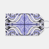 紫の白黒カーリー抽象芸術パターン ギフトタグ (正面(横))