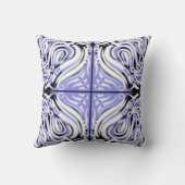紫の白黒カーリー抽象芸術パターン クッション (裏面)