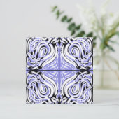 紫の白黒カーリー抽象芸術パターン シーズンカード (スタンド正面)