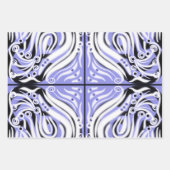 紫の白黒カーリー抽象芸術パターン ラッピングペーパーシート (正面)