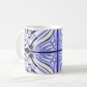紫の白黒曲線抽象芸術パターン コーヒーマグカップ (正面左)