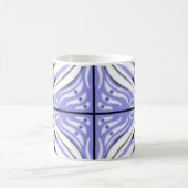 紫の白黒曲線抽象芸術パターン コーヒーマグカップ (中央)