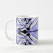 紫の白黒曲線抽象芸術パターン コーヒーマグカップ (左)