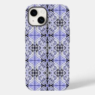 紫の白黒曲線抽象芸術繰り返しパターン Case-Mate iPhone 14ケース