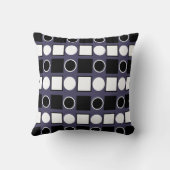 紫の白黒正方形の円の幾何学的パターン クッション (裏面)