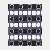 紫の白黒正方形の円の幾何学的パターン フリースブランケット (正面)