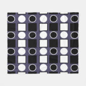 紫の白黒正方形の円の幾何学的パターン フリースブランケット (正面(横))