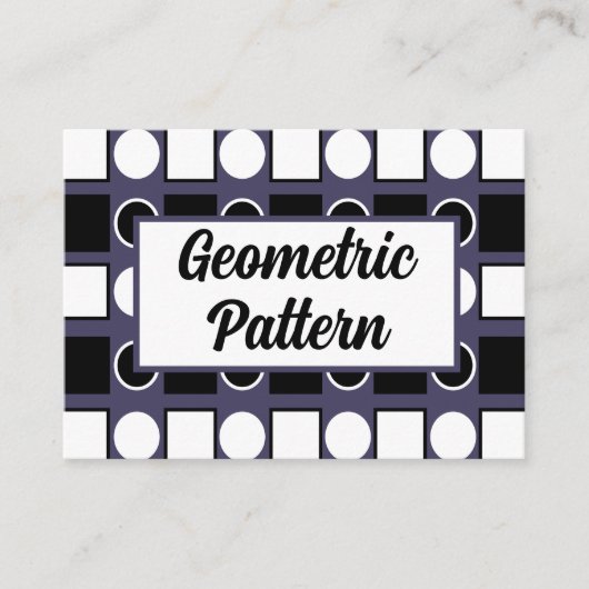 紫の白黒正方形の円ジオメトリ 名刺 (正面)
