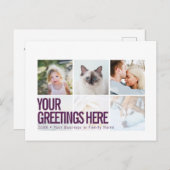 紫の白6枚の写真モダンユニバーサル挨拶 ポストカード (正面/裏面)