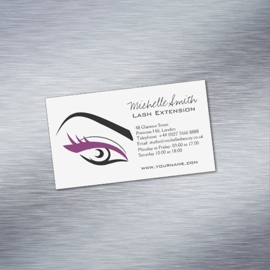紫の目の長いまつげLash Extensionアイコン マグネット名刺 (インサイチュ)