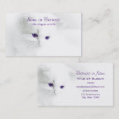 紫の目を持つ柔らかい白い子猫 名刺 (正面/裏面)