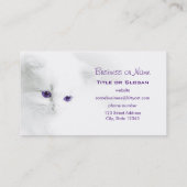 紫の目を持つ柔らかい白い子猫 名刺 (裏面)