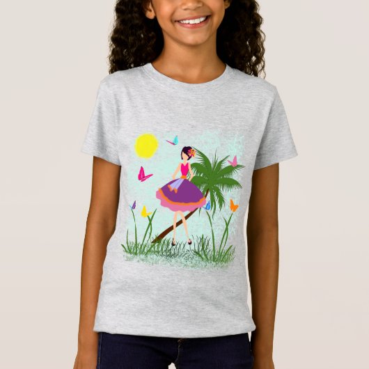 紫の着物を着た女の子 Tシャツ (正面)