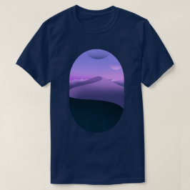 紫の砂漠の風景 夜空 Tシャツ